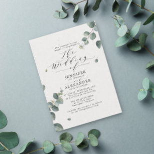 Convites Elegant Rustic Eucalyptus Calligraphy Wedding 