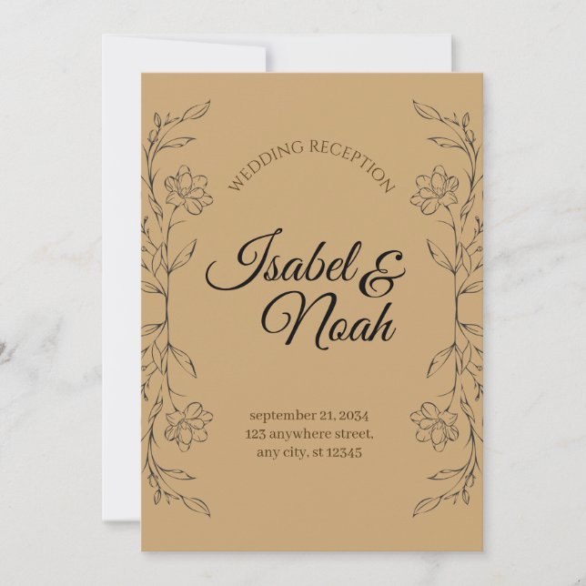 Convites Elegant Rustic Kraft Floral Wedding Invitation (Frente)