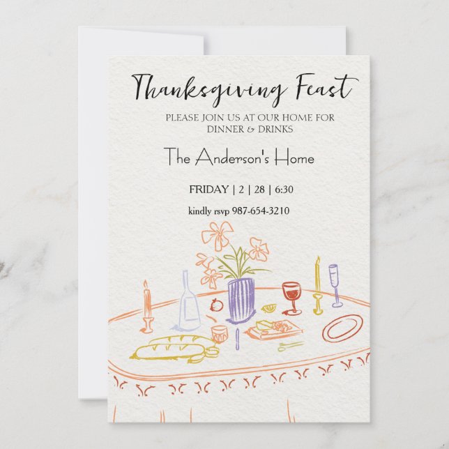 Convites Elegant Rustic Thanksgiving Dinner (Frente)