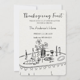 Convites Elegant Rustic Thanksgiving Dinner