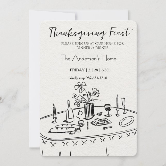 Convites Elegant Rustic Thanksgiving Dinner (Frente)