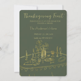 Convites Elegant Rustic Thanksgiving Dinner