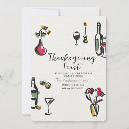 Convites Elegant Rustic Thanksgiving Dinner