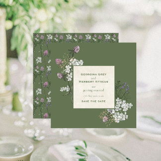 Convites Elegant Sage and Cream Modern Save the Date Card