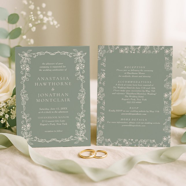 Convites Elegant Sage Green All in One Wedding (Criador carregado)