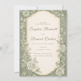 Convites Elegant Sage Green Botanical Garden Wedding