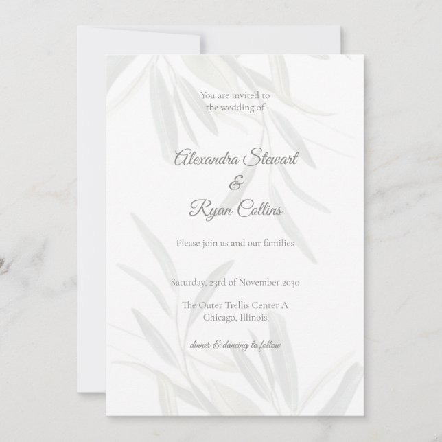 Convites Elegant Sage Green Botanical Wedding Invitation  (Frente)