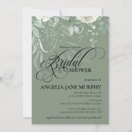 Convites Elegant Sage Green Bridal Shower Invitation