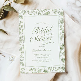 Convites Elegant Sage Green Chinoiserie Bridal Shower