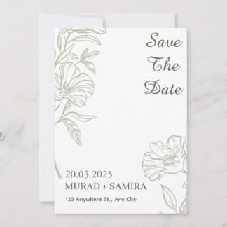 Convites Elegant Sage Green Floral Save the Date Card