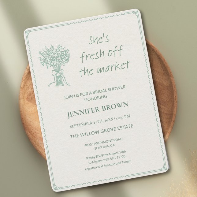 Convites Elegant Sage Green Minimalist Bridal Shower invite (Criador carregado)
