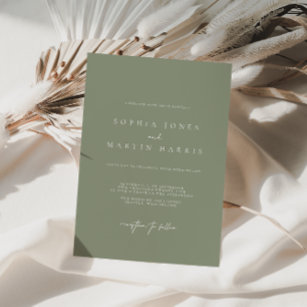 Convites Elegant Sage Green Minimalist Wedding Invitation