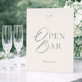 Convites Elegant Sage Green Open Bar Sign