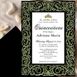 Convites Elegant Sage Green Quinceanera Invitation 