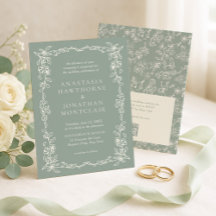 Elegant Sage Green Vintage Qr Code Wedding