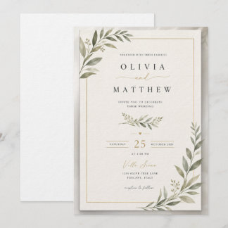 Convites Elegant Sage Green Wedding Invitation | Minimalist