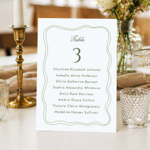 Elegant Sage Green Wedding Seating List
