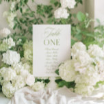 Convites Elegant Sage Green & White Wedding Table Number<br><div class="desc">Designed for garden weddings, refined receptions, and timeless outdoor celebrations. Coordinates with the “Iris” Wedding Invitation Collection — click the collection link on this page to find matching items like menus, invitations, signage, and more. Please note: this template is not editable. To find other table numbers in this series, visit...</div>
