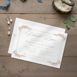 Convites Elegant Sage Wildflower Crest Wedding Rehearsal