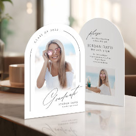 Convites Elegant Script Arch Photo Graduation Announcement