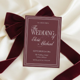 Convites Elegant Script Burgundy Red Formal Wedding 