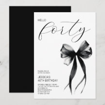 Elegant Script Hello Forty Bow 40th Birthday Party