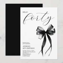 Convites Elegant Script Hello Forty Bow 40th Birthday Party