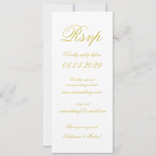 Convites Elegant Script Island Citrus Yellow Wedding RSVP (Frente)