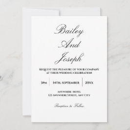 Convites Elegant Script Minimalist Wedding Invitation