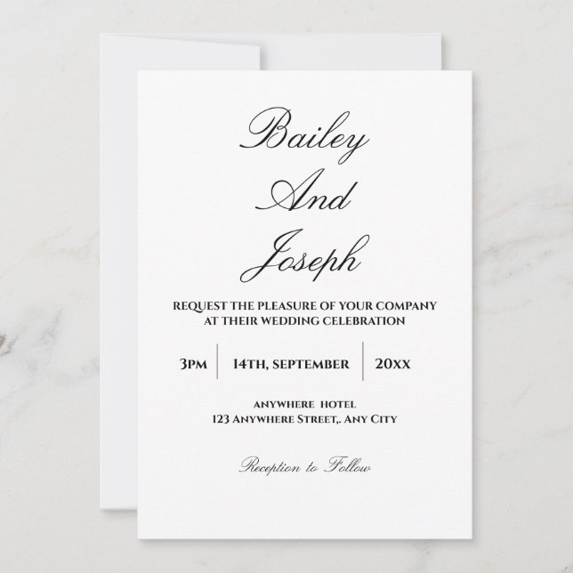 Convites Elegant Script Minimalist Wedding Invitation (Frente)