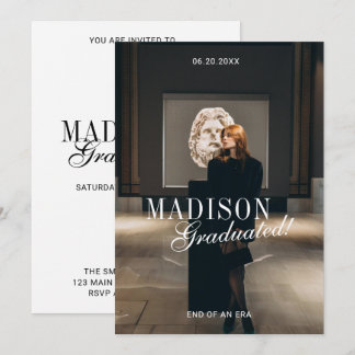 Convites Elegant Script Modern Photo Graduation Party