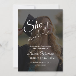 Convites Elegant Script Photo Graduation Party Invitation