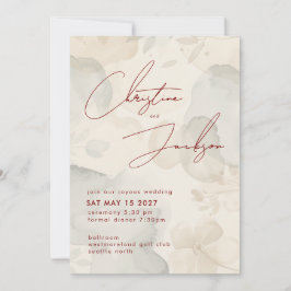 Convites Elegant Script Typography Modern Cream Wedding