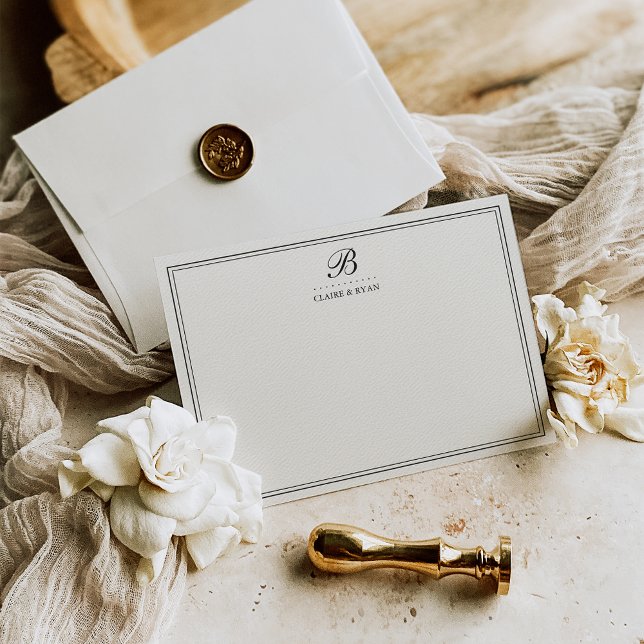 Convites Elegant Script Wedding Monogram Stationery Cards (Criador carregado)