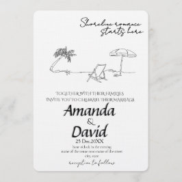 Convites Elegant Seaside Beach Wedding Invitation