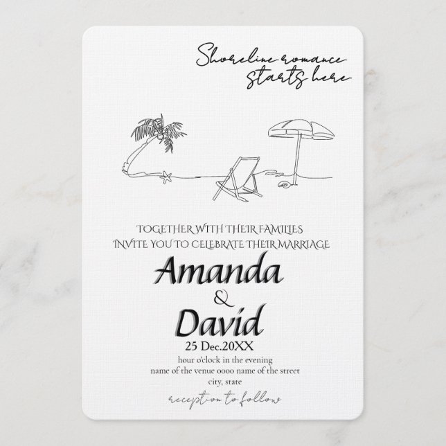Convites Elegant Seaside Beach Wedding Invitation (Frente)