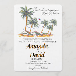 Convites Elegant Seaside Beach Wedding Invitation