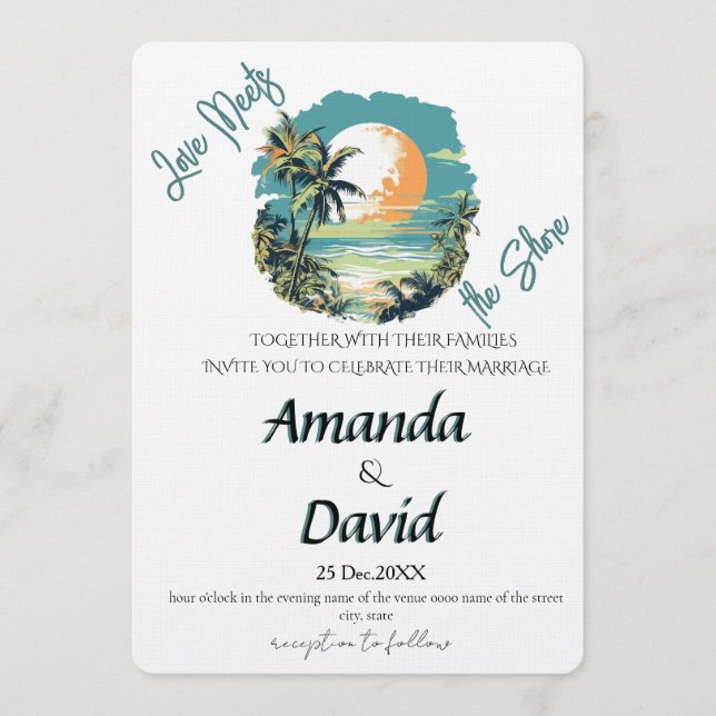 Convites Elegant Seaside Beach Wedding Invitation (Frente)