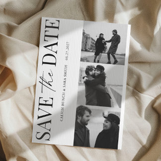 Convites Elegant Simple Black and White Photo Save the Date