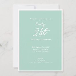 Convites Elegant Simple Modern Mint 21st Birthday Party