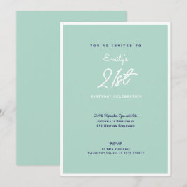 Convites Elegant Simple Modern Mint 21st Birthday Party