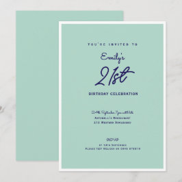 Convites Elegant Simple Modern Mint 21st Birthday Party