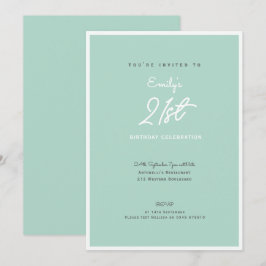 Convites Elegant Simple Modern Mint 21st Birthday Party
