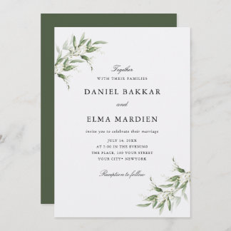 Convites Elegant Simple Rustic Botanical Greenery Wedding