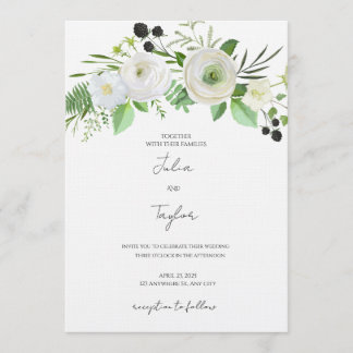 Convites Elegant Simple White Floral Invitation