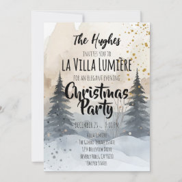 Convites Elegant Snowy Hill Pine Winter Christmas Party 