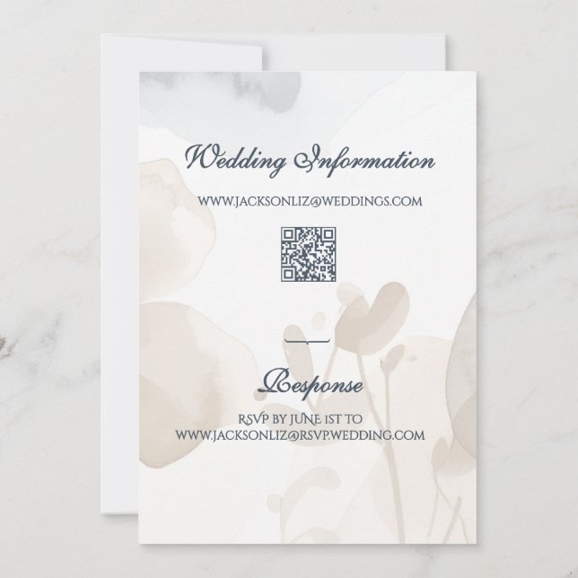 Convites Elegant Soft Romantic Botanical Script Wedding  (Verso)