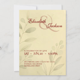 Convites Elegant Soft Romantic Botanical Script Wedding 