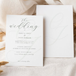 Convites Elegant Soft Sage Green Calligraphy Wedding
