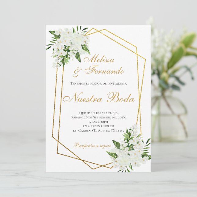 Convites Elegant Spanish Wedding Invitation (Em pé/Frente)